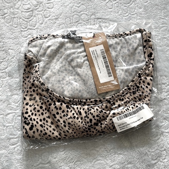 NWT Nasty Gal Spotted Animal Print Long Sleeve Scoop Neck Top - Picture 5 of 5